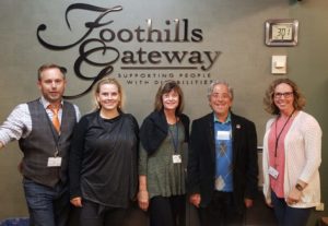 State Senator John Kefalas is pictured at Foothills Gateway with staff while touring and learning about Foothills.