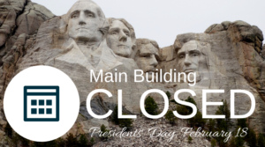 Foothills Gateway main building and administration closed for Presidents' Day on February 18